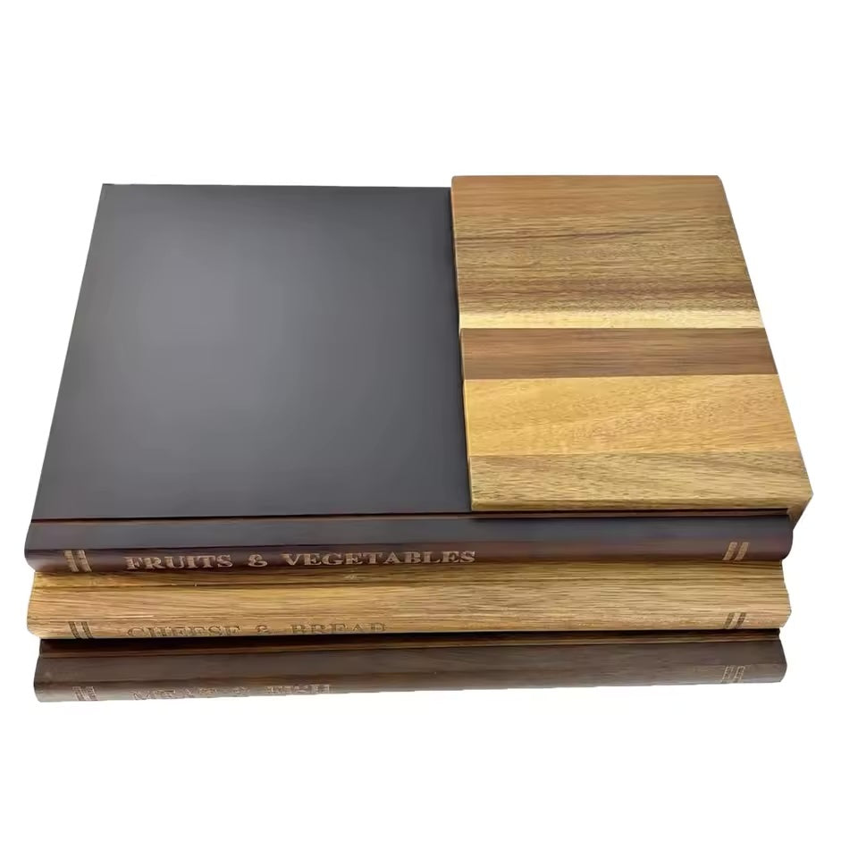 Modern Wooden Cutting Board Set – Book-Style Design