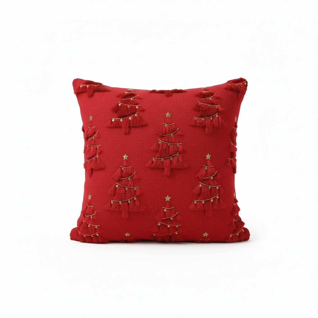 Embroidered Holiday Throw Pillow Case