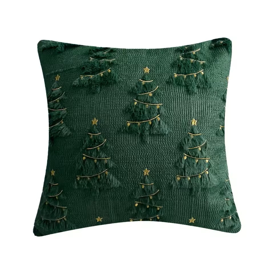 Embroidered Holiday Throw Pillow Case