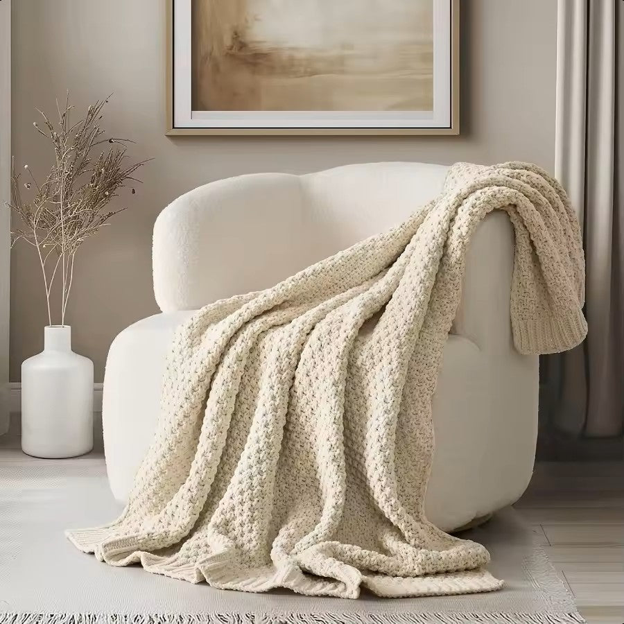 Chunky Chenille Knit Throw Blanket