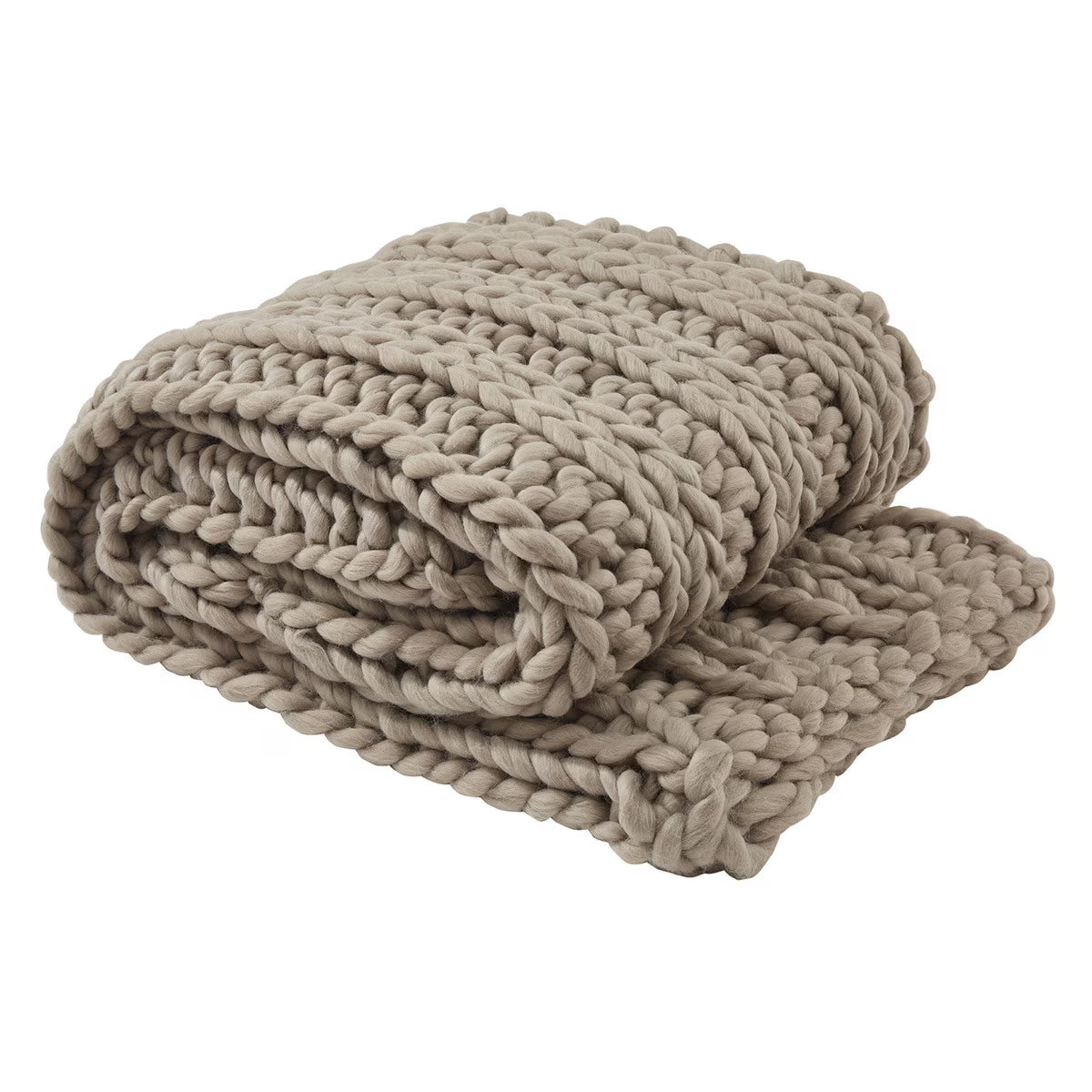 Boho Textured Knitted Throw Blanket – Mushroom