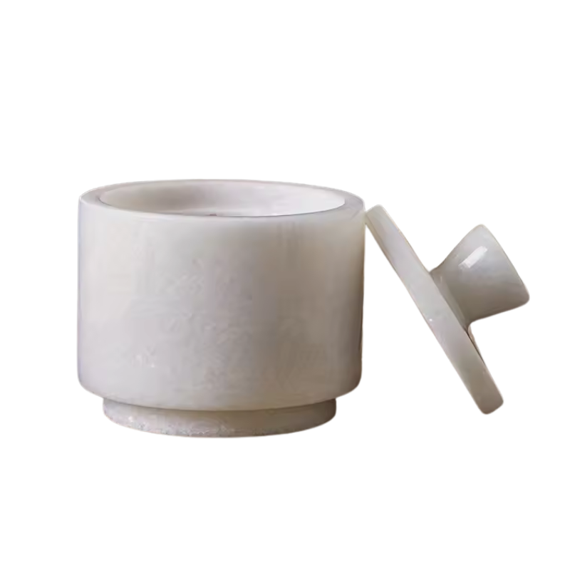 Natural Marble Spice Jar with Lid