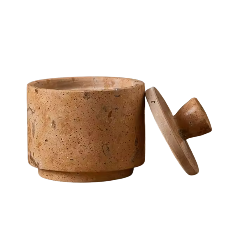 Natural Marble Spice Jar with Lid