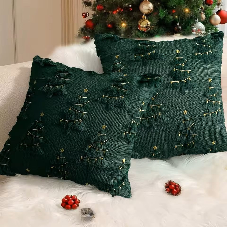 Embroidered Holiday Throw Pillow Case