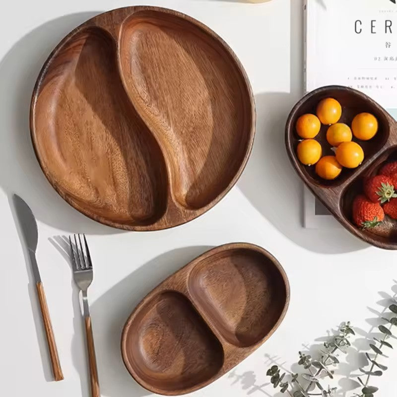Solid Acacia Wood Fruit Platter, Snack Tray & Serving Dish